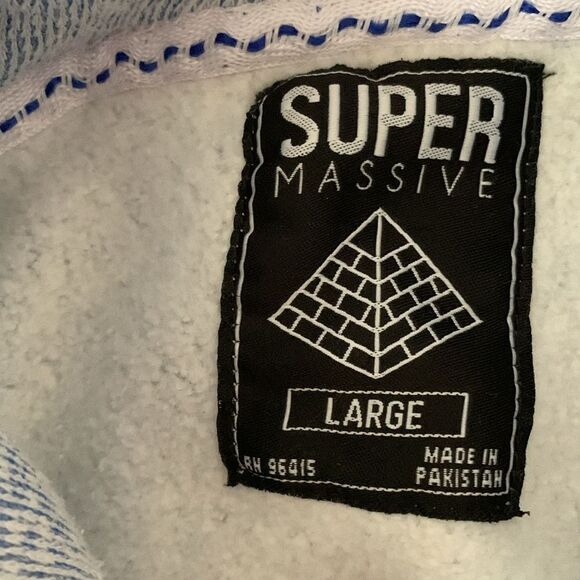 Super Massive Men’s Blue Super Soft Sweater Kangaroo Pockets Size L - Picture 6 of 7